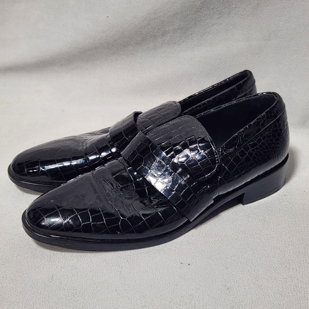 & Other Stories Lykke Li Black Croc Leather Loafers Made in Italy sz 40 EU 9 US
